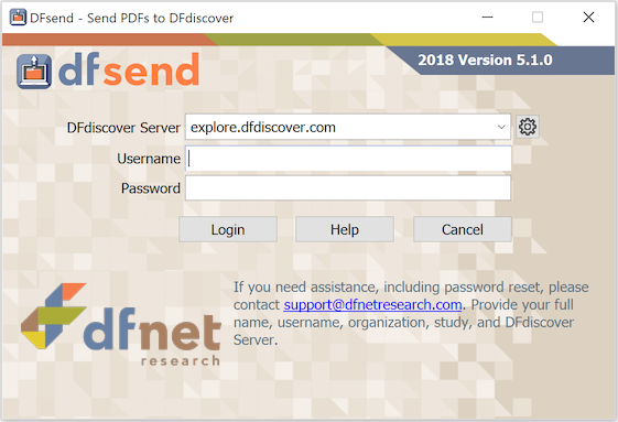 The Login dialog with blank fields