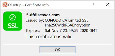 The Certificate Info dialog