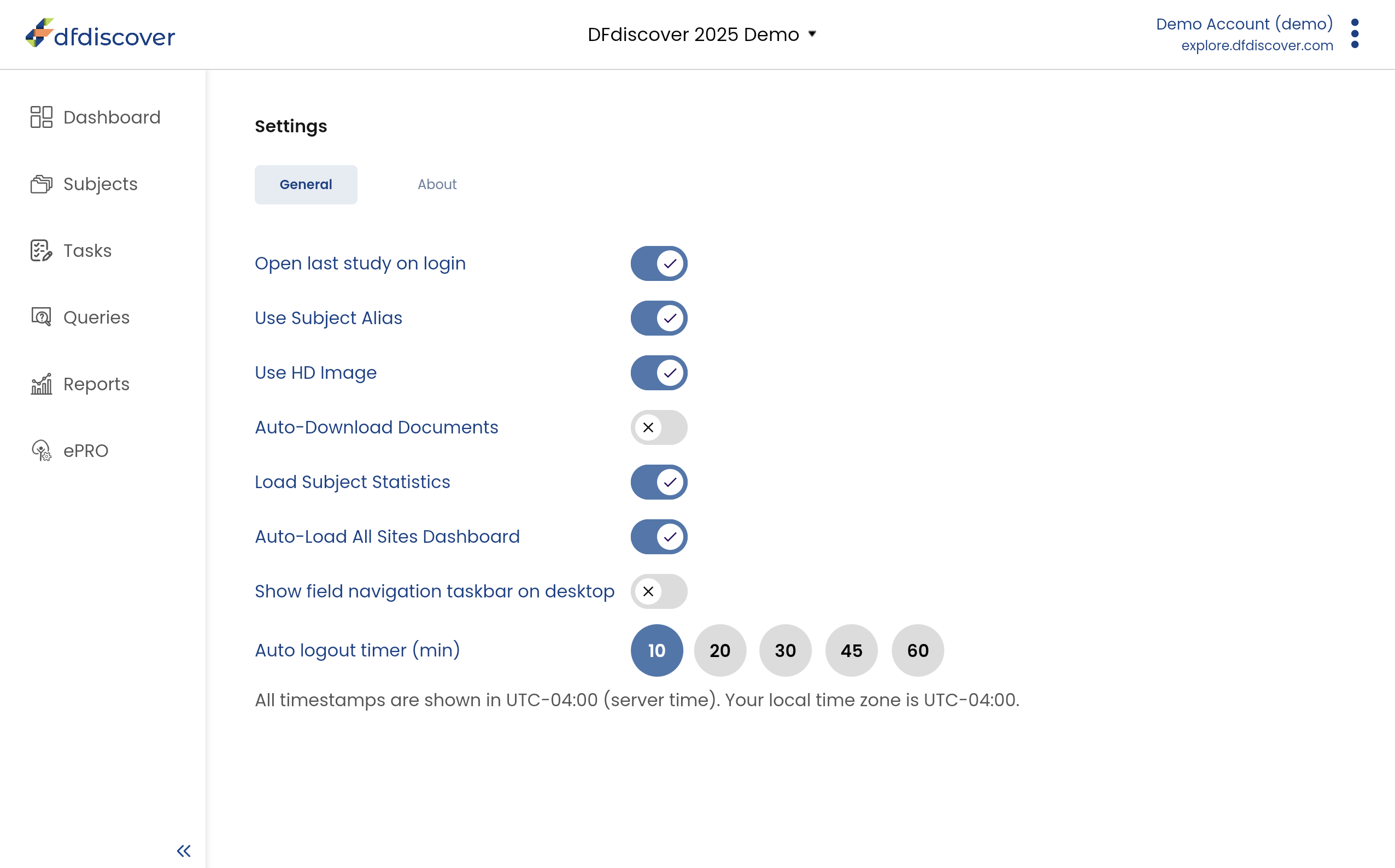 Settings Page
