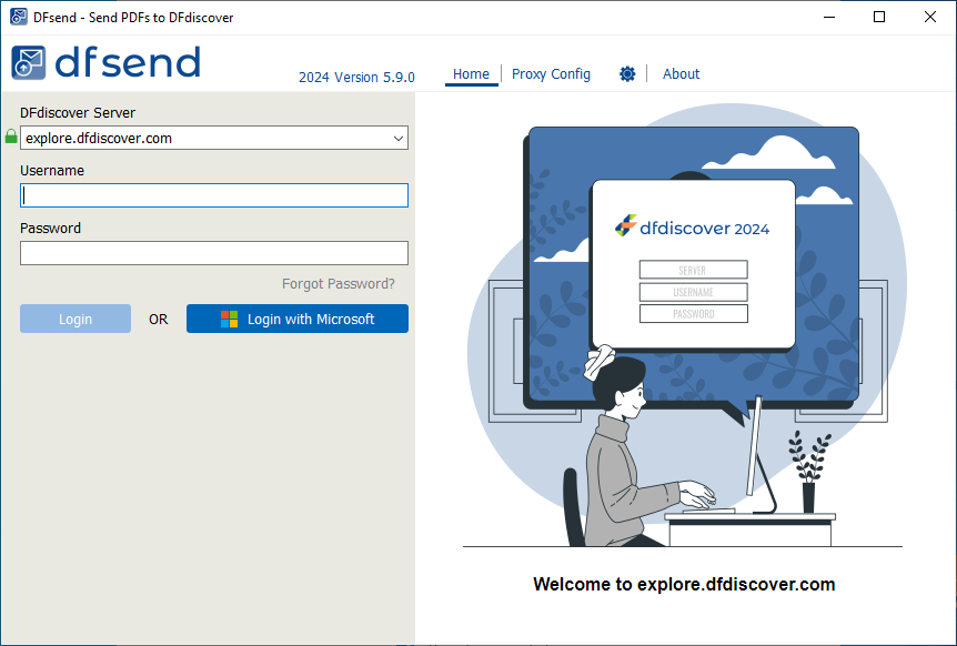 The Login dialog with blank fields