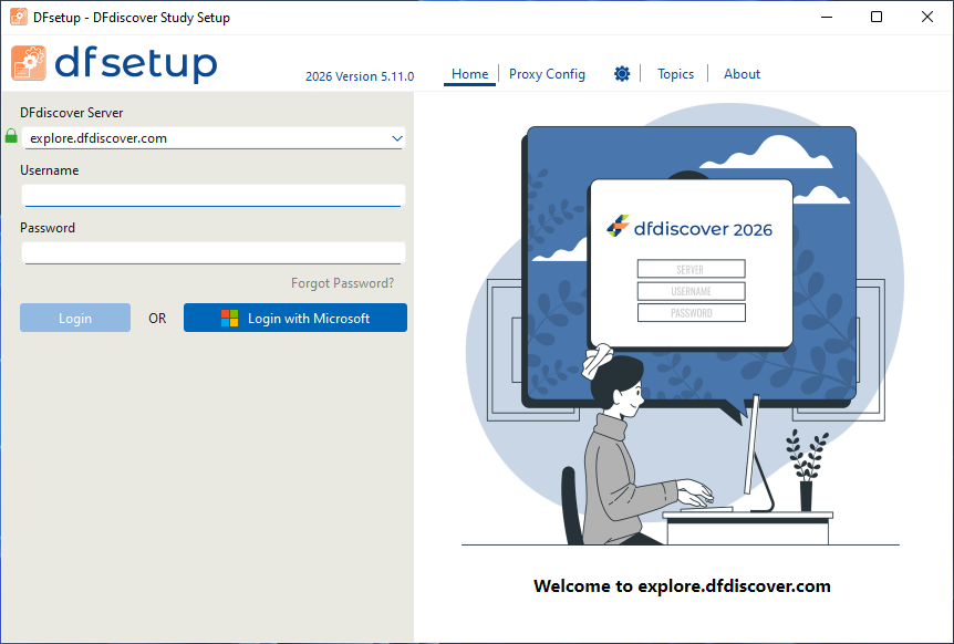 DFsetup login screen