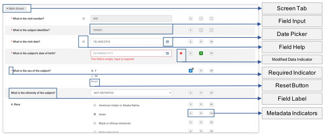 eCRF Data Entry Form