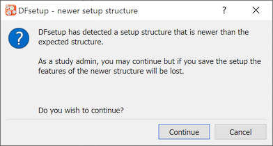 Version mismatch dialog, admin user