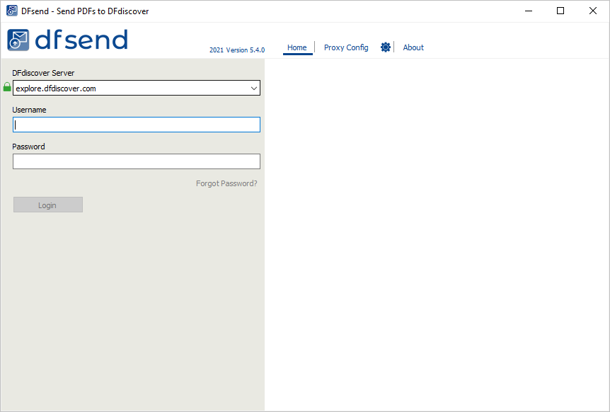 The Login dialog with blank fields