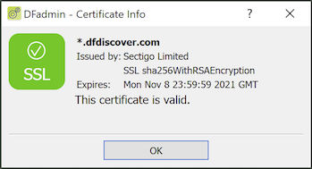 The Certificate Info dialog