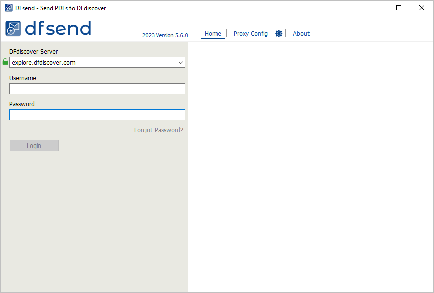 The Login dialog with blank fields