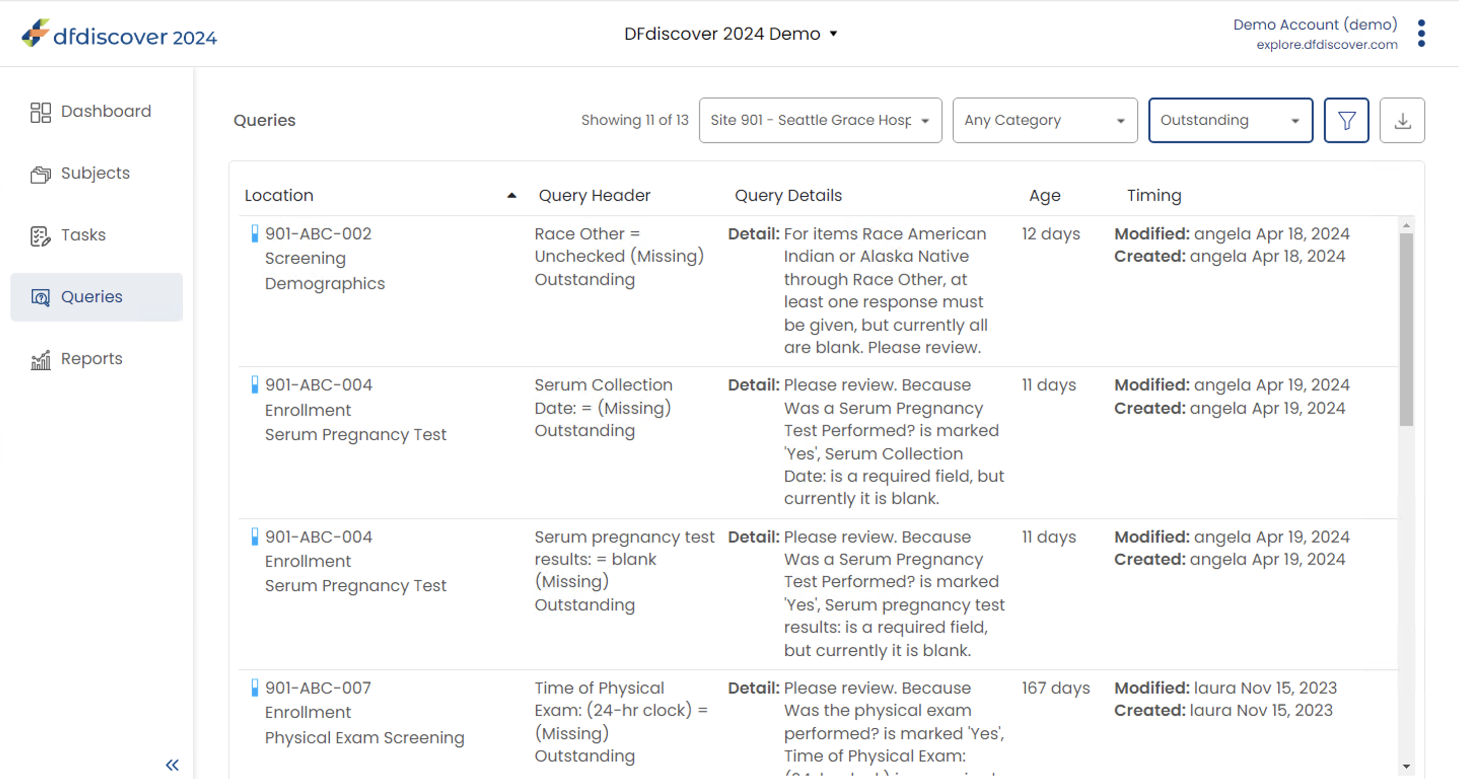 Queries Page