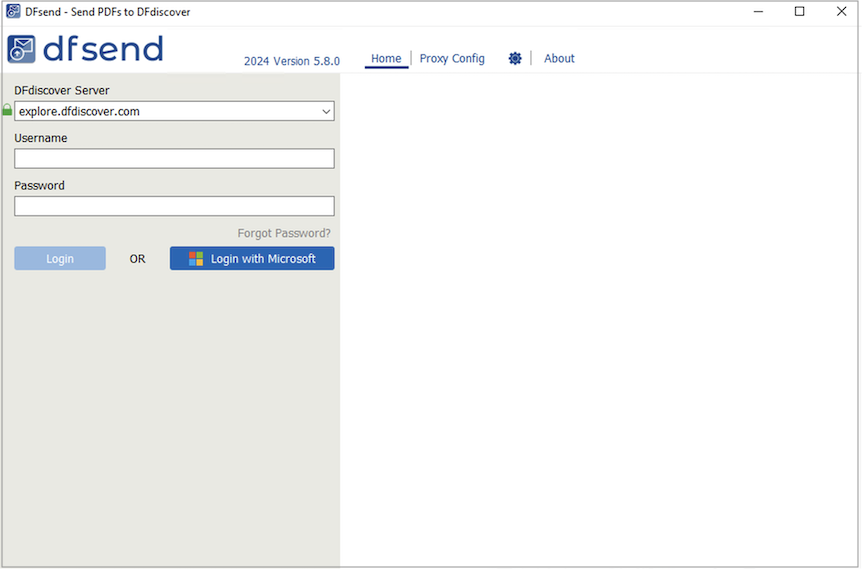 The Login dialog with blank fields