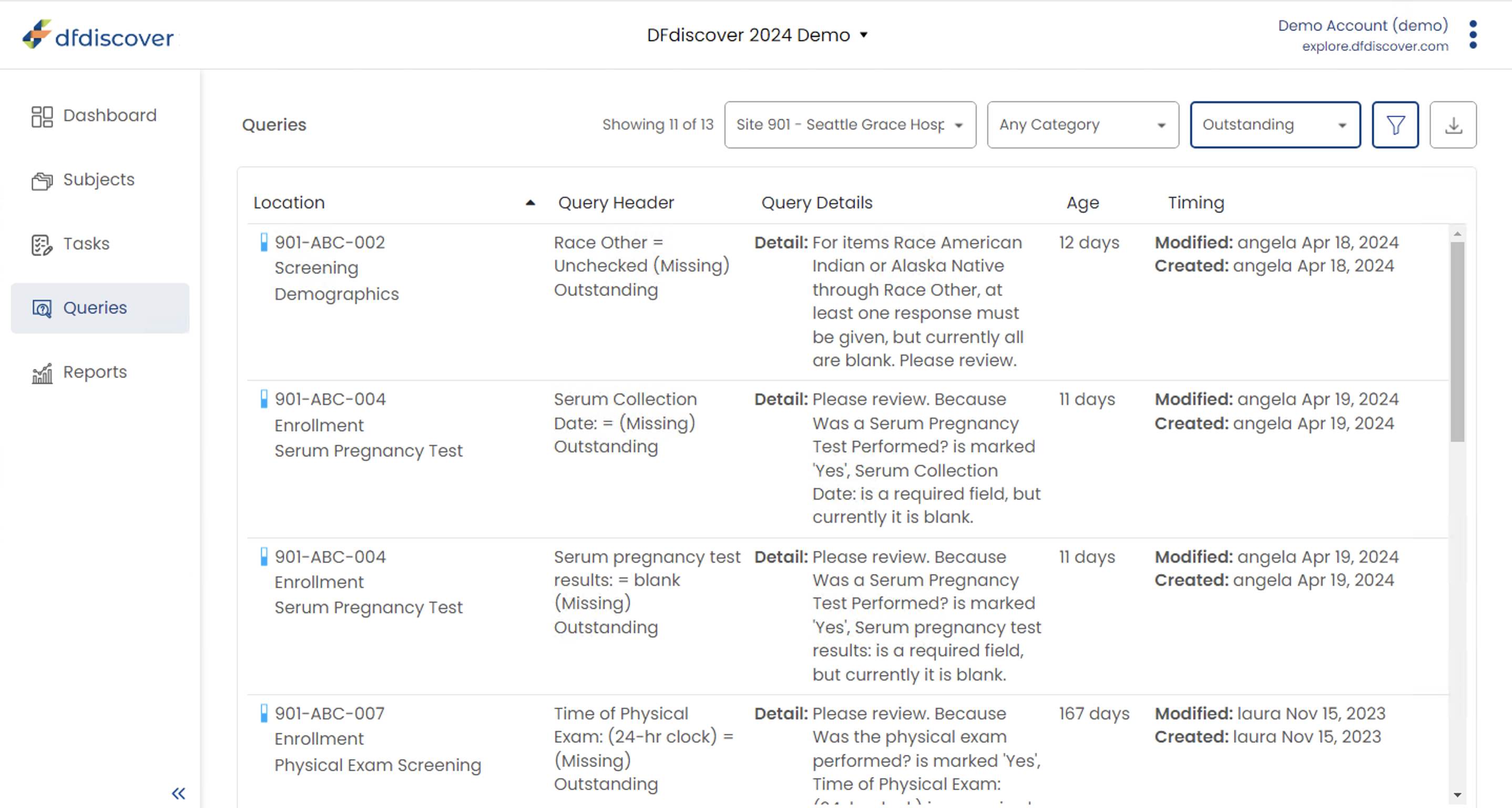 Queries Page
