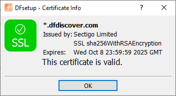 The Certificate Info dialog