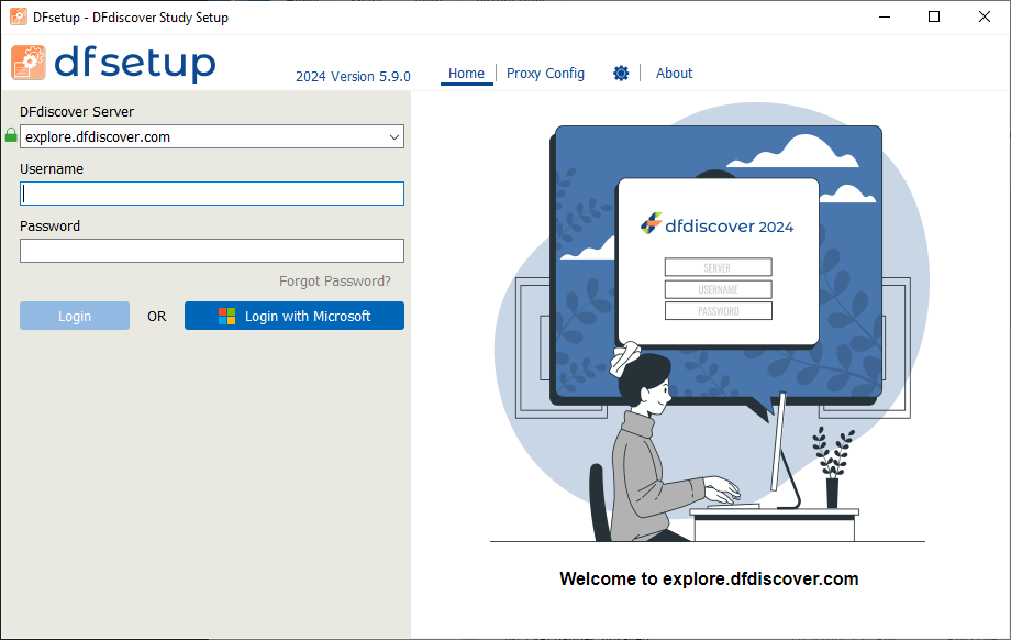DFsetup login screen