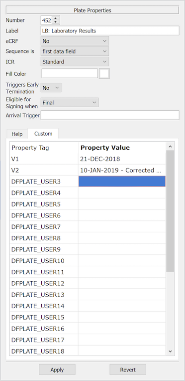 Plate Properties - Custom properties