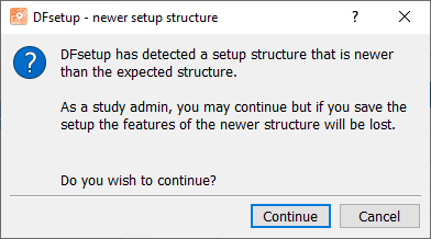 Version mismatch dialog, admin user